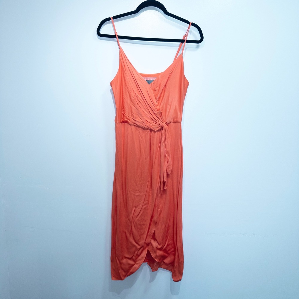 Anthropologie Tangerine Orange Giverny Slip Midi Dress 6